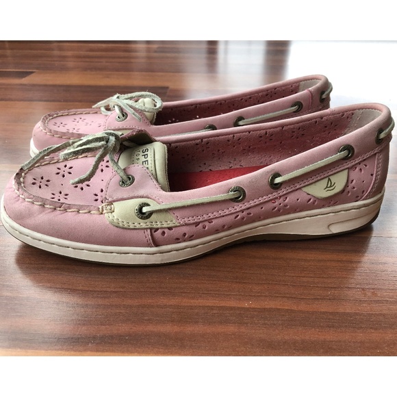 Sperry Shoes - Pink Lazer-Cut Sperry Topsider Shoe Sz 9
